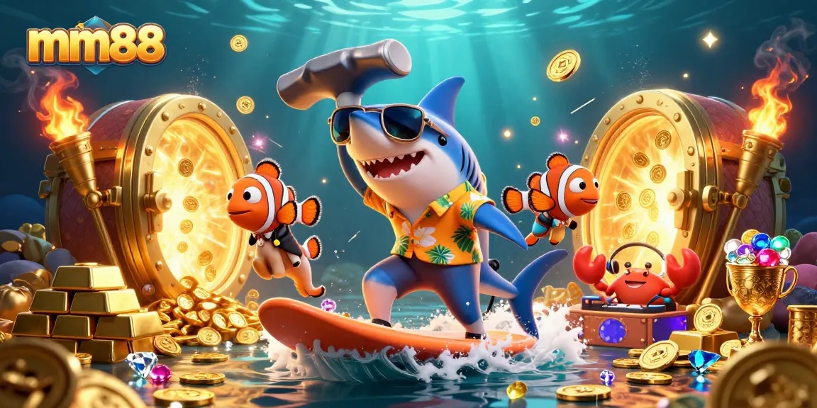Engage in thrilling gameplay at mm88 with a vibrant casino scene featuring iconic characters.
