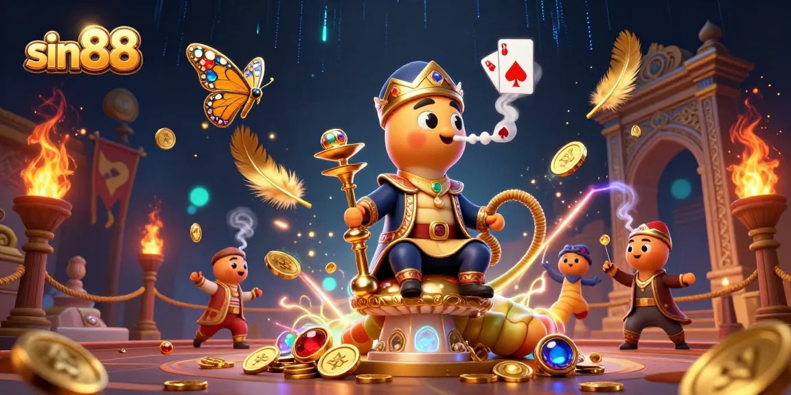 Experience sin88's vibrant casino atmosphere with our captivating 3D illustration featuring unique characters and dynamic elements.