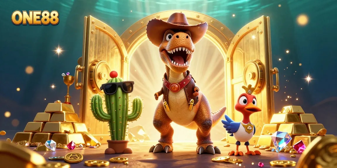 ONE 88 showcases a vibrant 3D gaming adventure with unique characters and treasures.