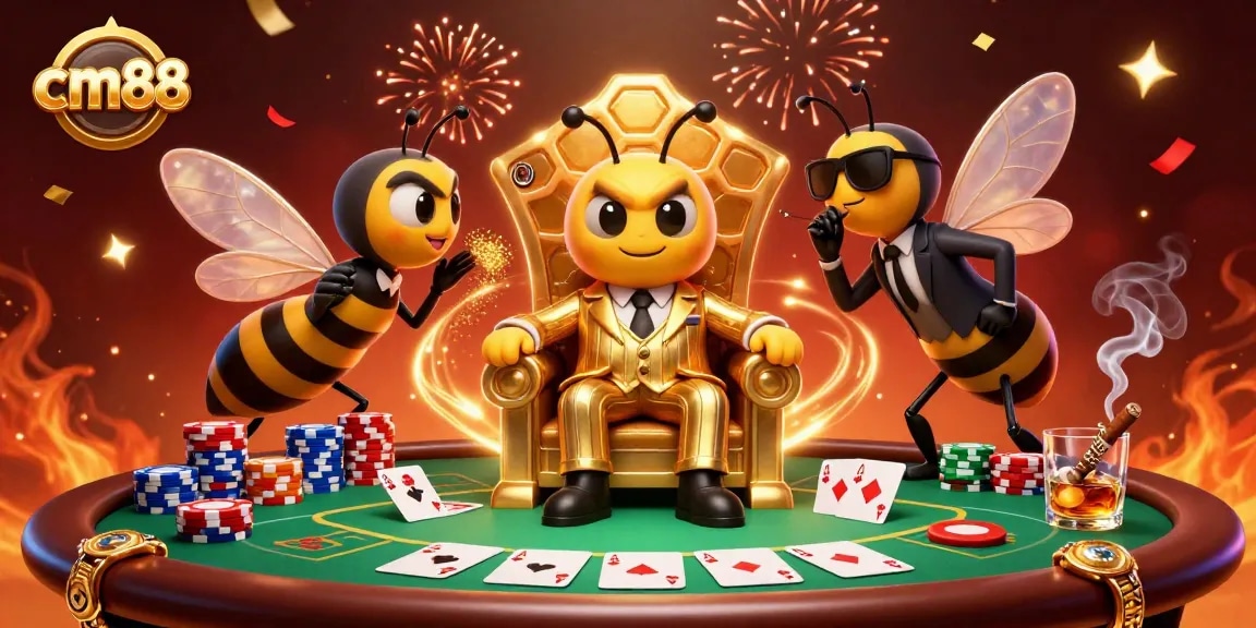 Trải nghiệm cá cược độc đáo tại cm88 với các nhân vật vui nhộn trong không gian casino đầy màu sắc.