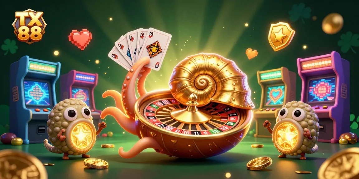 Engage with the excitement of TX 88 at this vibrant online casino scene featuring illuminated characters and dynamic gaming elements.