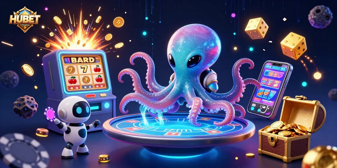 HUBET engages players with thrilling 3D casino action featuring an alien octopus at a poker table.