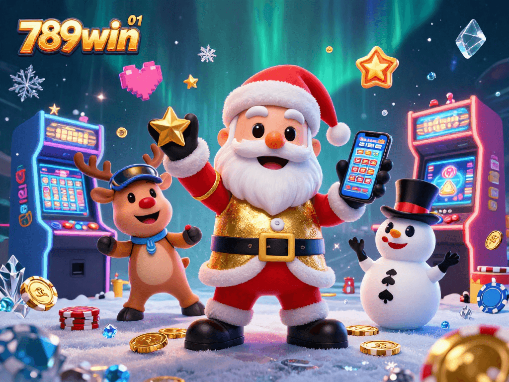 Experience thrilling gameplay at 789win 01 with colorful casino-themed 3D illustration, featuring interactive characters and games.