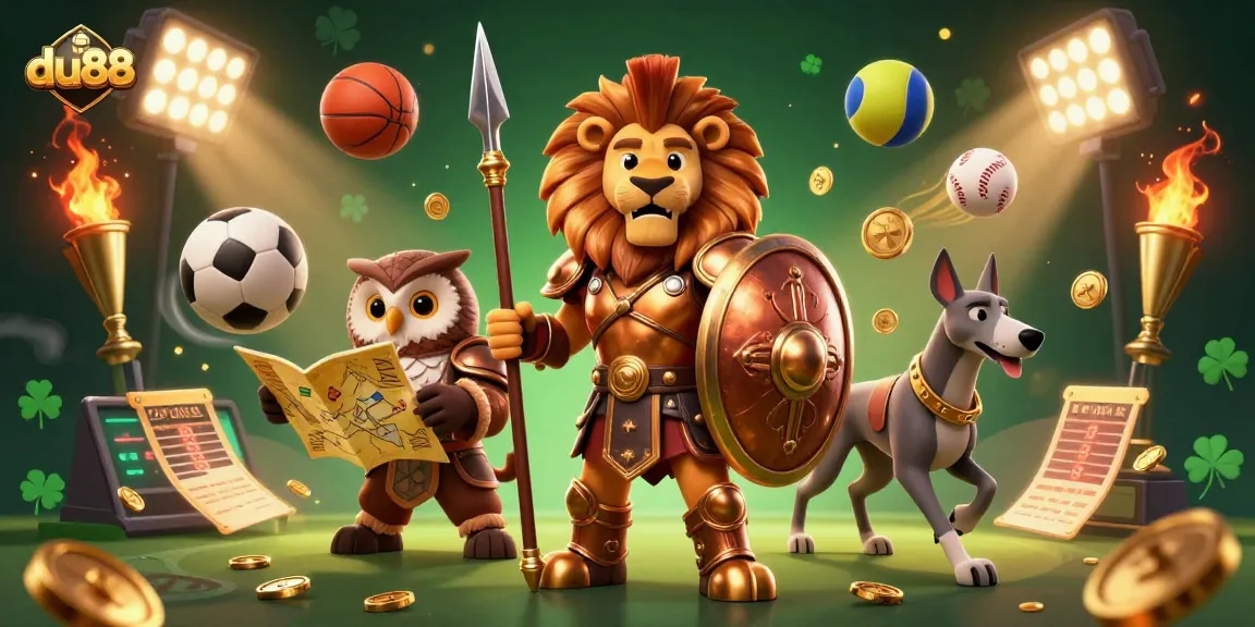 Join the action of du88 sports betting with dynamic characters and vibrant casino elements.