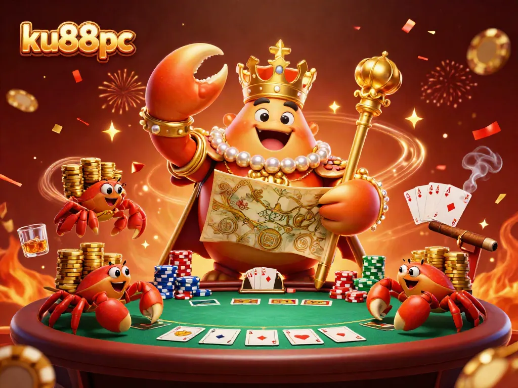 Experience thrilling moments at ku88pc with a golden crab emperor presiding over the poker excitement.