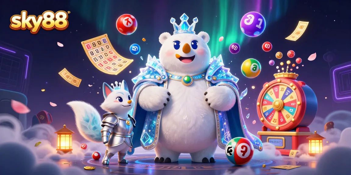 Engage in thrilling moments with sky88, featuring an ice king and snow fox in a dynamic casino scene.