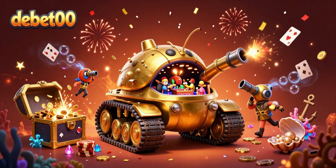 Experience the excitement at debet00 with a vibrant casino-themed illustration featuring a golden beetle tank.