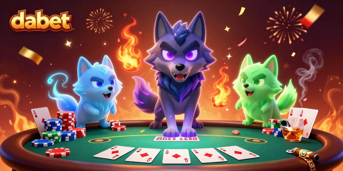 dabet showcases a dynamic poker scene with ghostly wolves, poker chips, and cards.