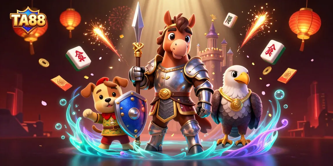 Experience thrilling gaming with TA88's lively medieval-themed casino illustration.