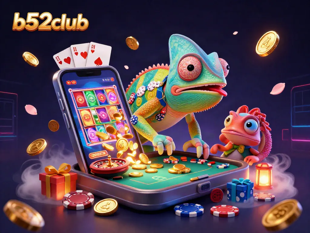 Experience thrilling gaming actions at b52club with vibrant slot games and lively casino elements.