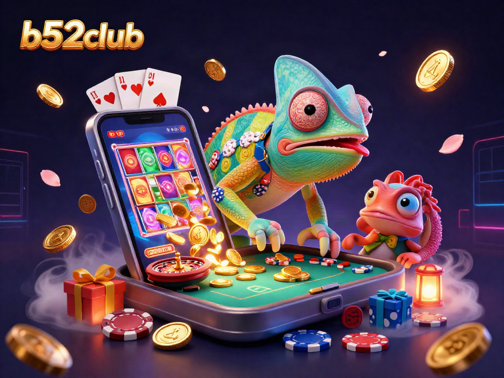Experience thrilling gaming actions at b52club with vibrant slot games and lively casino elements.