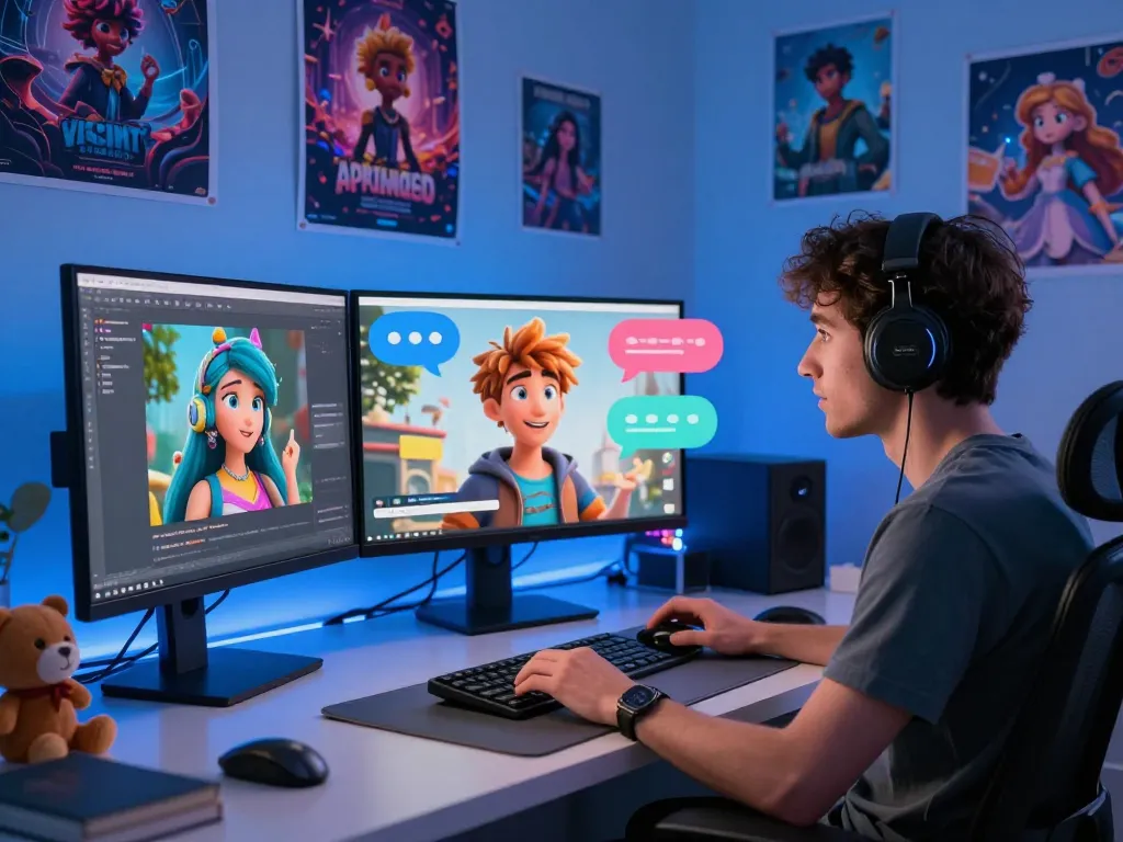 Engaging chat experience with crushon AI characters in a vibrant digital setup.