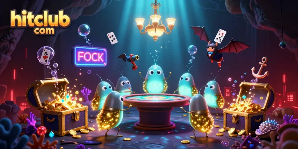 Experience immersive gaming at hitclub com with a vibrant casino scene featuring glowworms and underwater treasures.