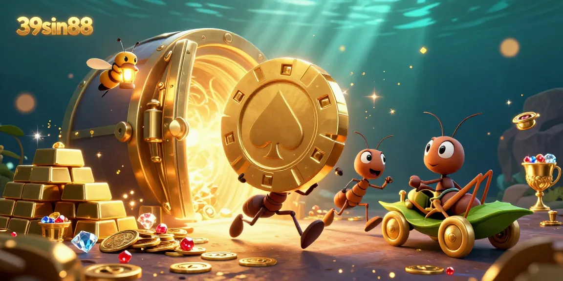 Experience the thrill of a 39sin88 heist with a team of cartoon ants and sparkling treasures.