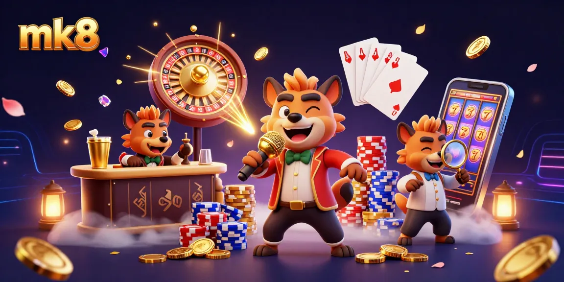 Experience the vibrant mk8 casino atmosphere with animated hyenas and thrilling gaming elements.