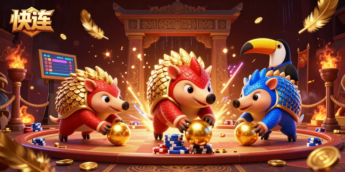 快连 showcases a vibrant battle of pangolins in a casino scene, splashing poker chips with energy.