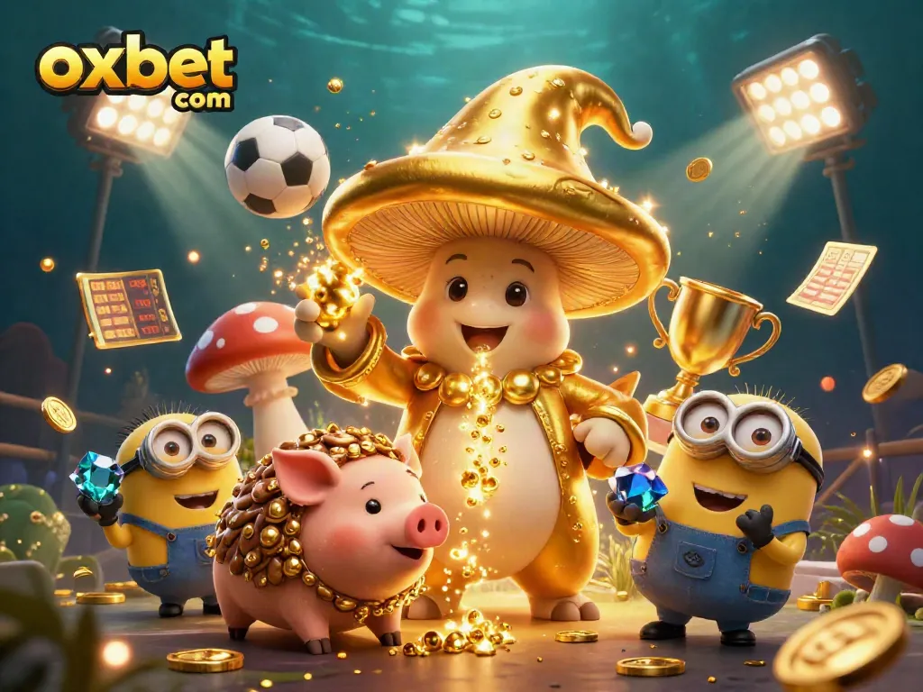 Experience thrilling gameplay and winning strategies with oxbet com, featuring a magical casino scene filled with sports elements and treasures.