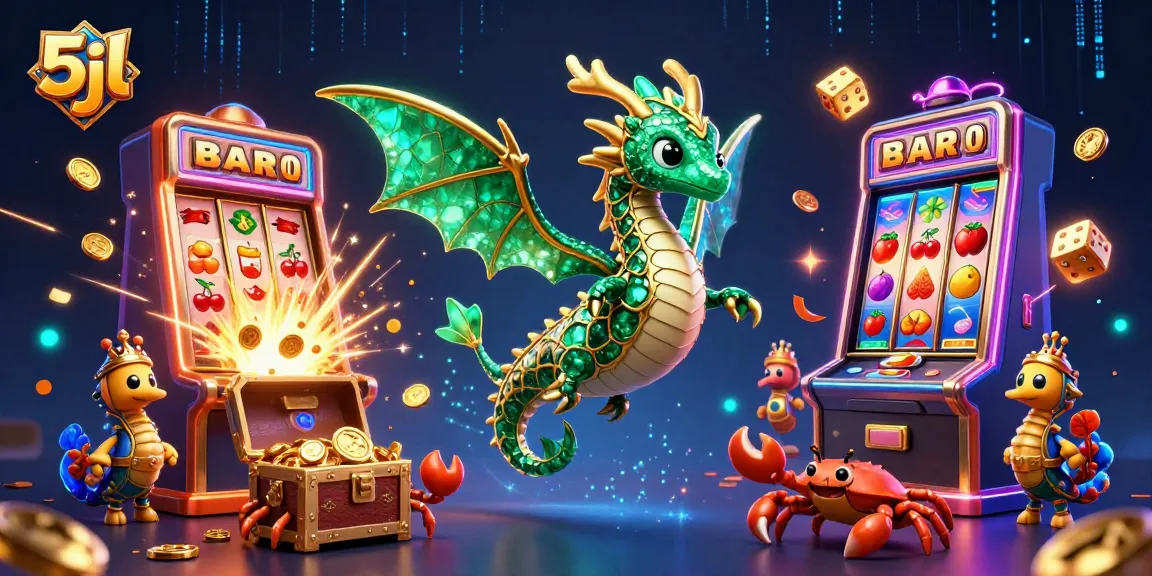Experience the thrill of 5jl as the vibrant 3D dragon and crabs celebrate with a jackpot explosion.