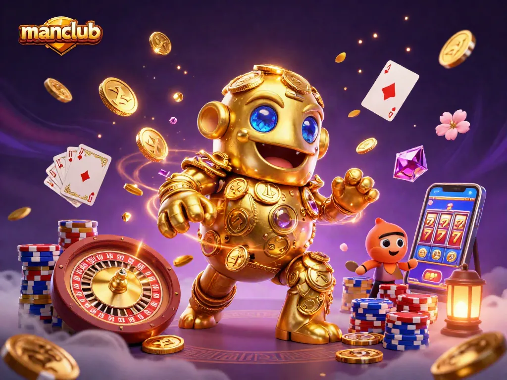 Spin and win with manclub as ancient gem golem and treasures illuminate the casino.