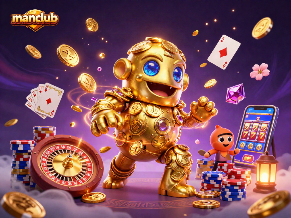Spin and win with manclub as ancient gem golem and treasures illuminate the casino.