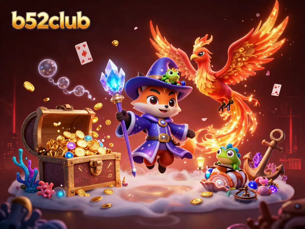 Experience thrilling gameplay at b52club with this vibrant 3D casino illustration.
