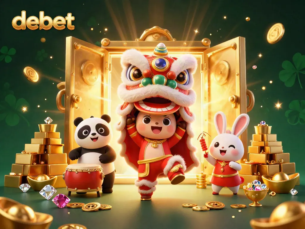 Experience thrilling debet gaming with vibrant characters and rich casino elements in this 3D illustration.
