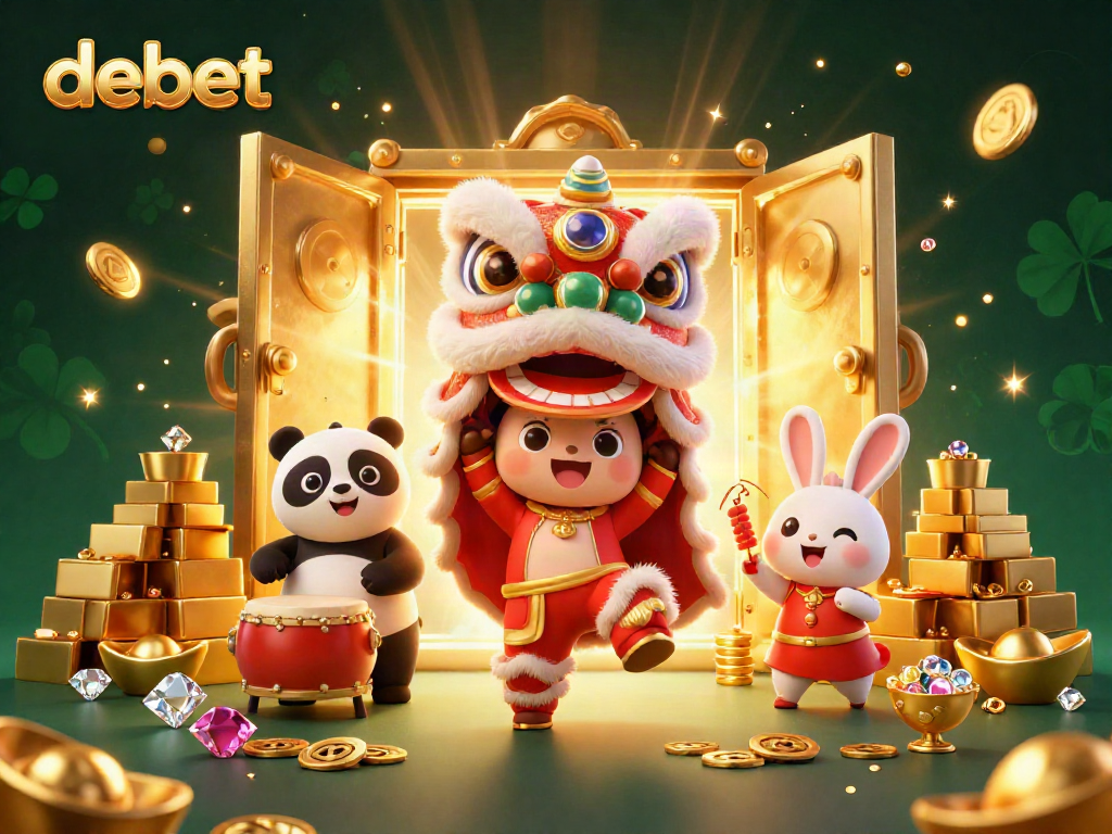 Experience thrilling debet gaming with vibrant characters and rich casino elements in this 3D illustration.