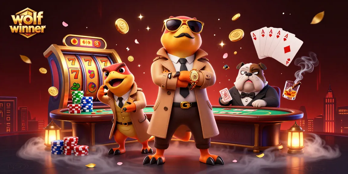wolfwinner raptors in a trench coat attempt to enter a VIP casino lounge filled with casino elements.