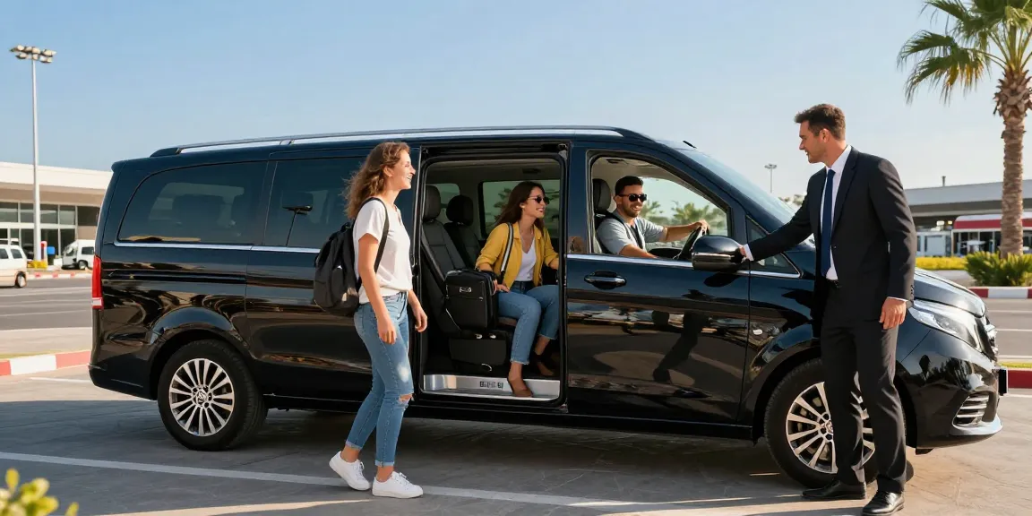 Belek Airport Transfer: Luxury van service with professional chauffeur welcoming travelers at Antalya Airport.