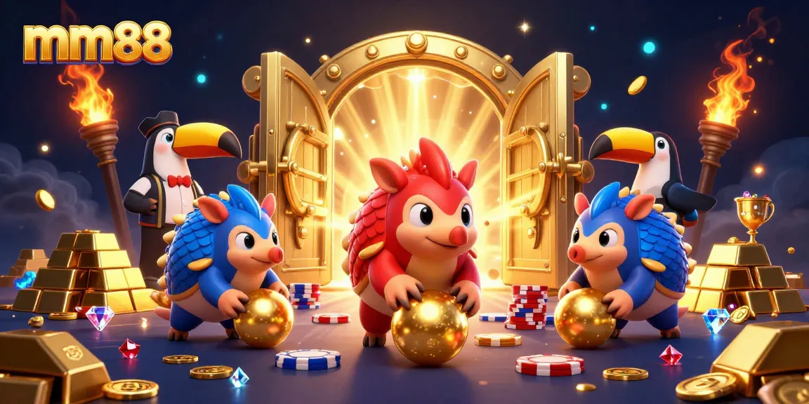 Experience thrilling gameplay with mm88 in this vibrant 3D casino art featuring iconic pangolins.