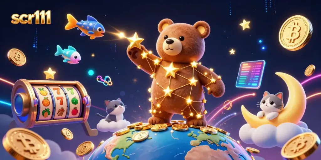 Experience excitement at scr111 with a colorful scene featuring a constellation bear and vibrant slot elements.