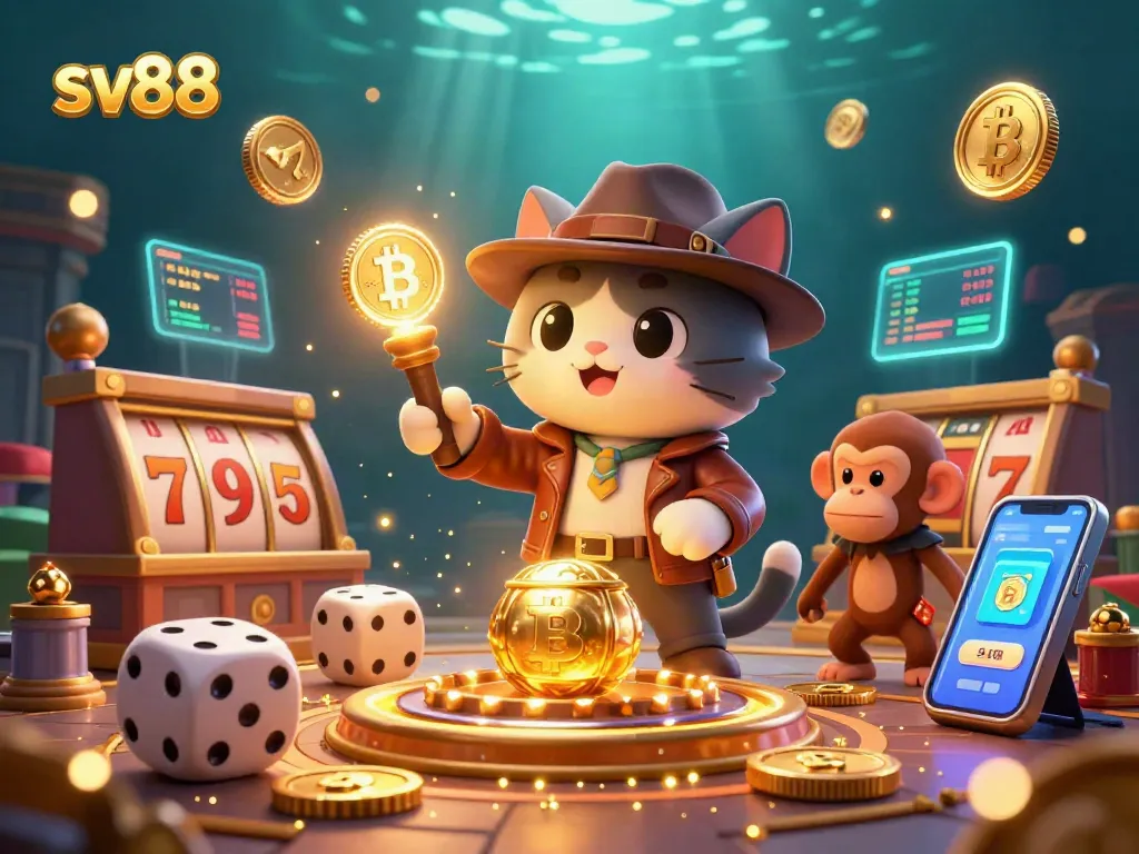 Engage in thrilling casino adventures with sv88 featuring an explorer cat and monkey companion.