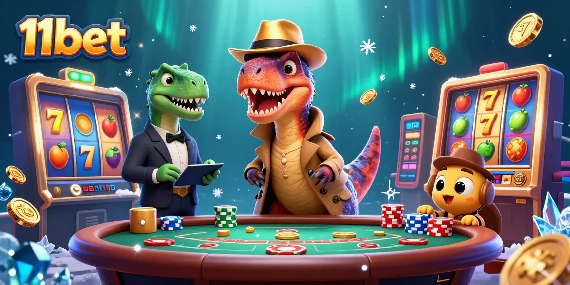 Experience thrilling gameplay at 11bet with a dynamic casino scene featuring animated gambling elements.