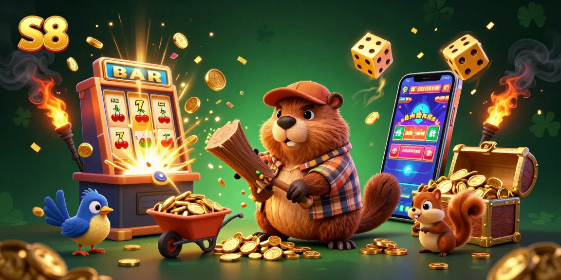 Experience the thrilling world of S8 with energetic cartoon characters and vibrant casino elements.